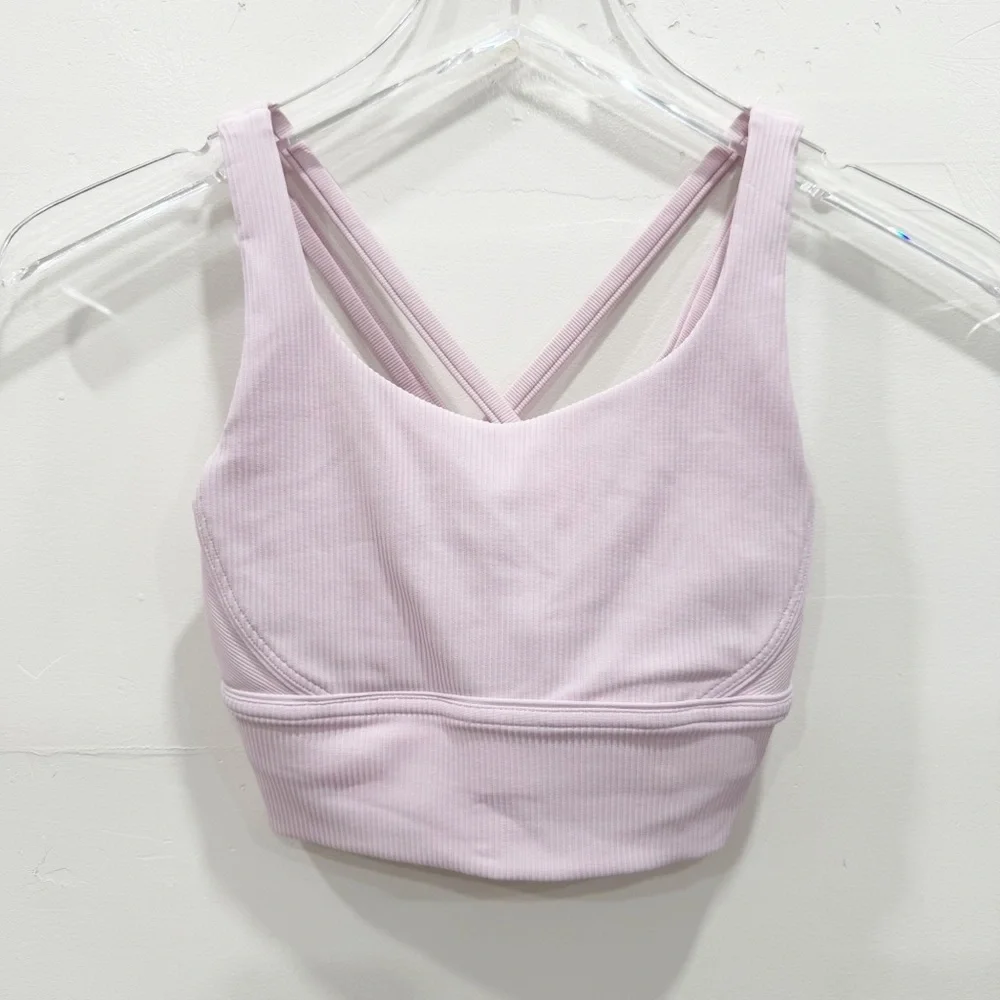 Lululemon Ribbed Energy Bra Long Line Medium Support B-D Cup Lavender Size 4
